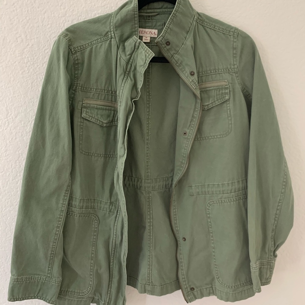 Zip up green jacket